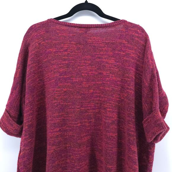 Torrid Boho Chic Vibrant Marled Maroon V-Neck Cuffed Short-Sleeve Sweater 14/16 - Picture 8 of 10
